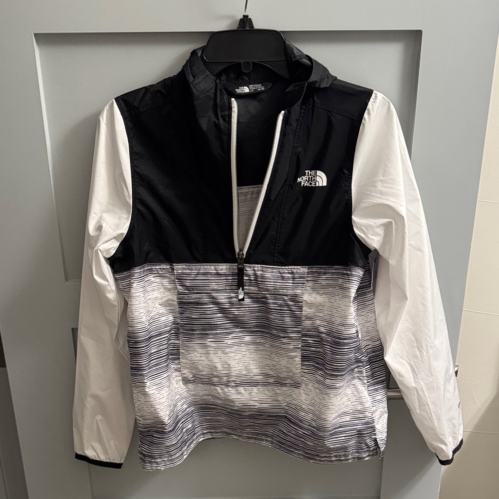 The North Face Black and White Half-Zip Windbreaker - Girls Size L 14/16